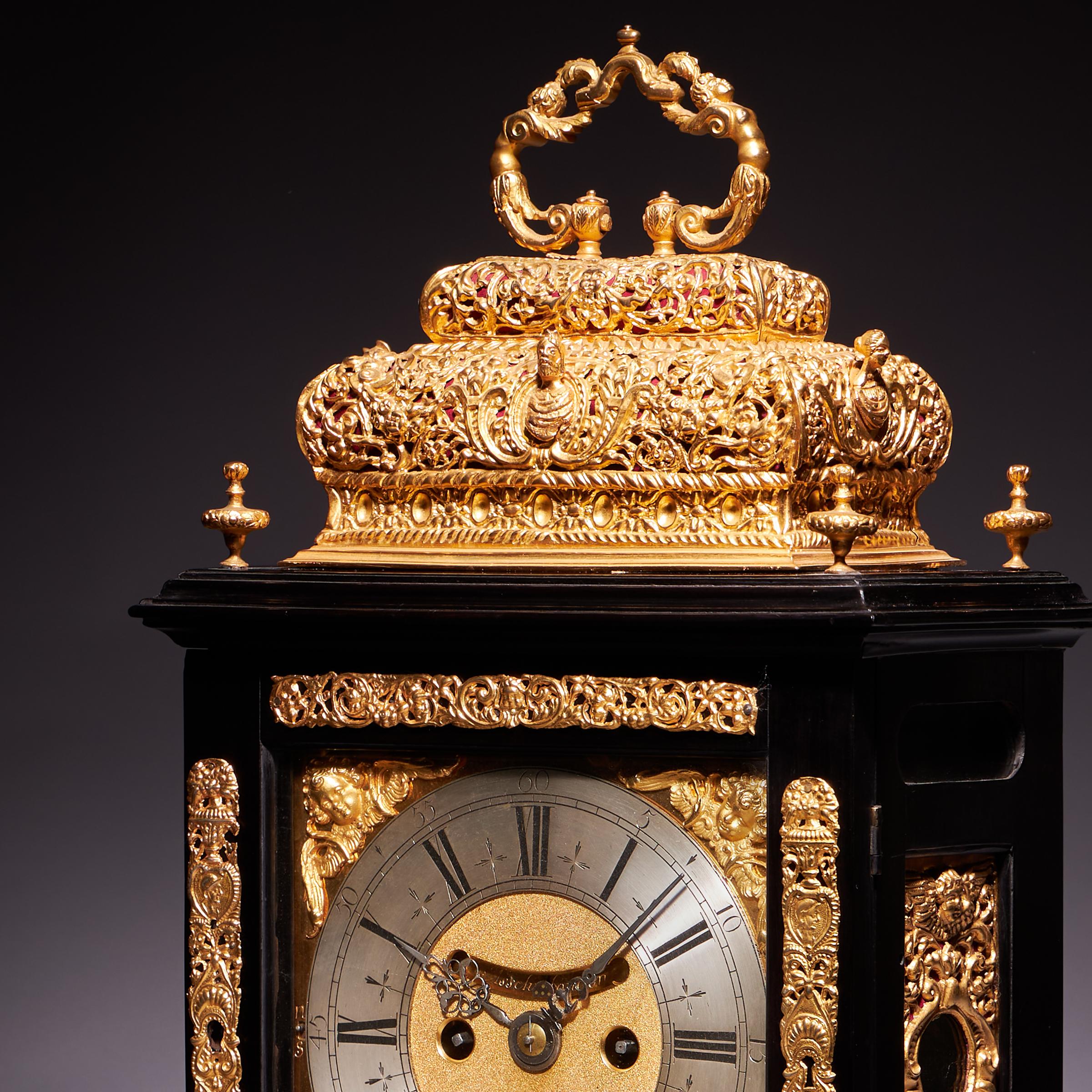 A Rare Late 17th Century English Basket-Top Spring Clock by John Wrench of Chester, Circa 1695-1700. England 8