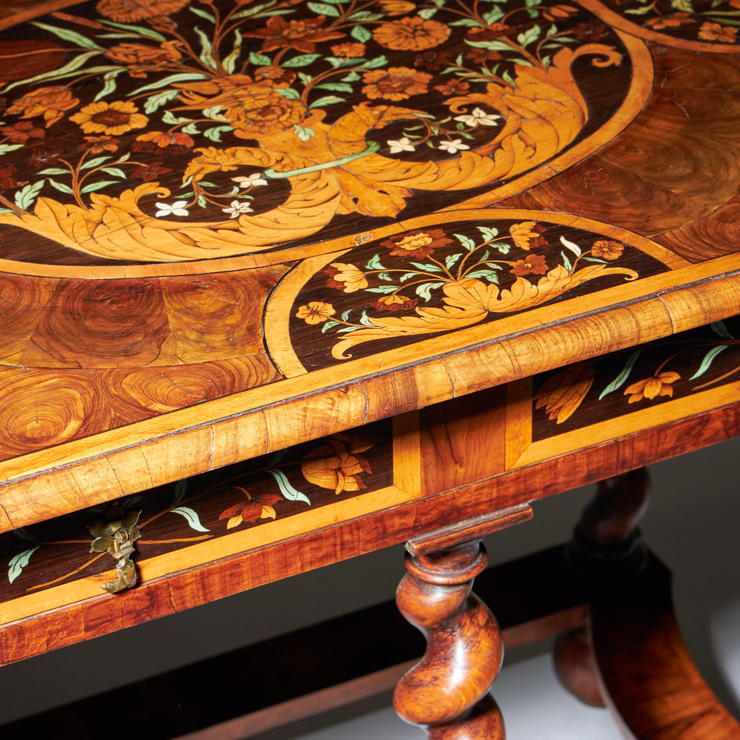 Highly Important 17th Century Charles II Floral Marquetry table by Gerrit Jensen 12