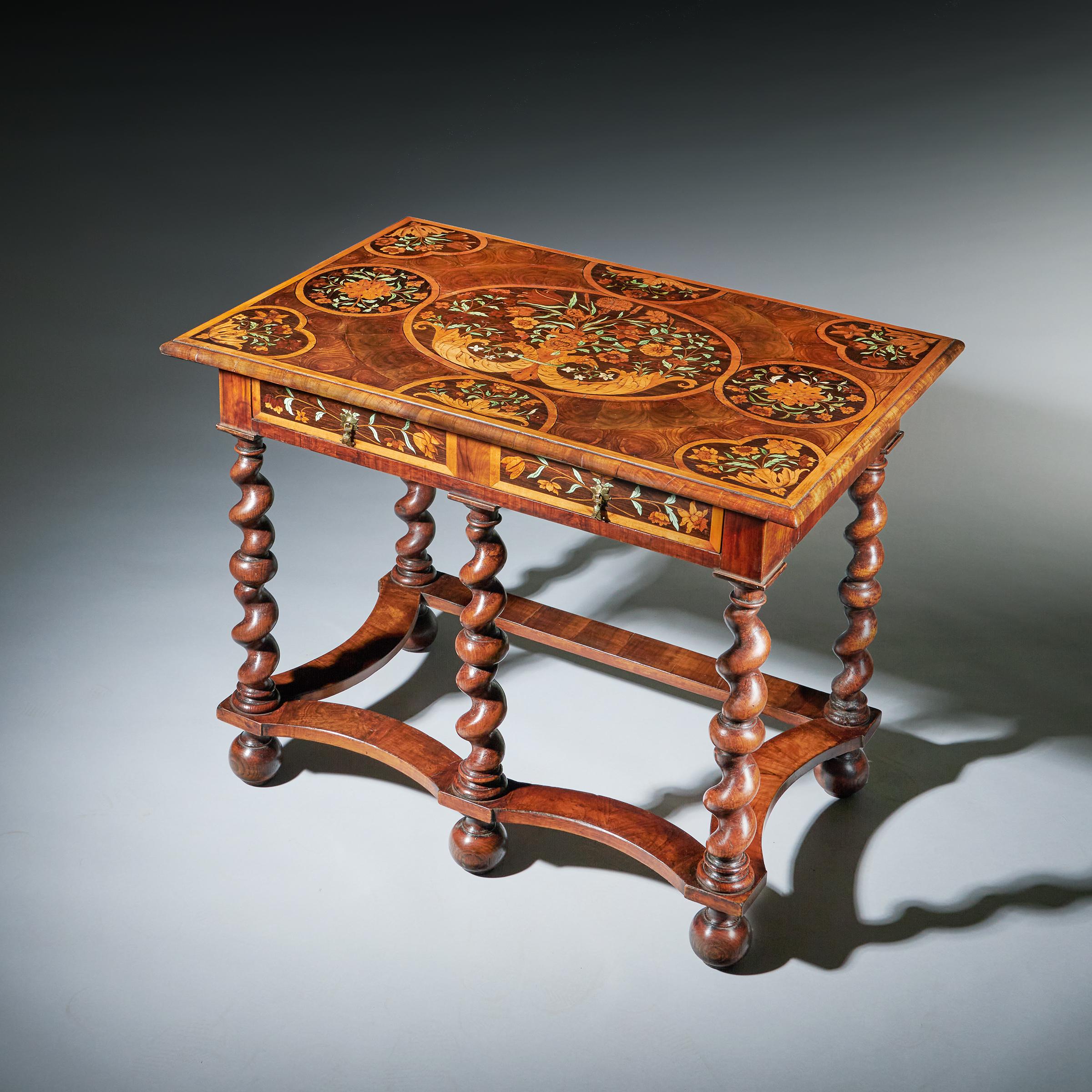 Highly Important 17th Century Charles II Floral Marquetry table by Gerrit Jensen 14