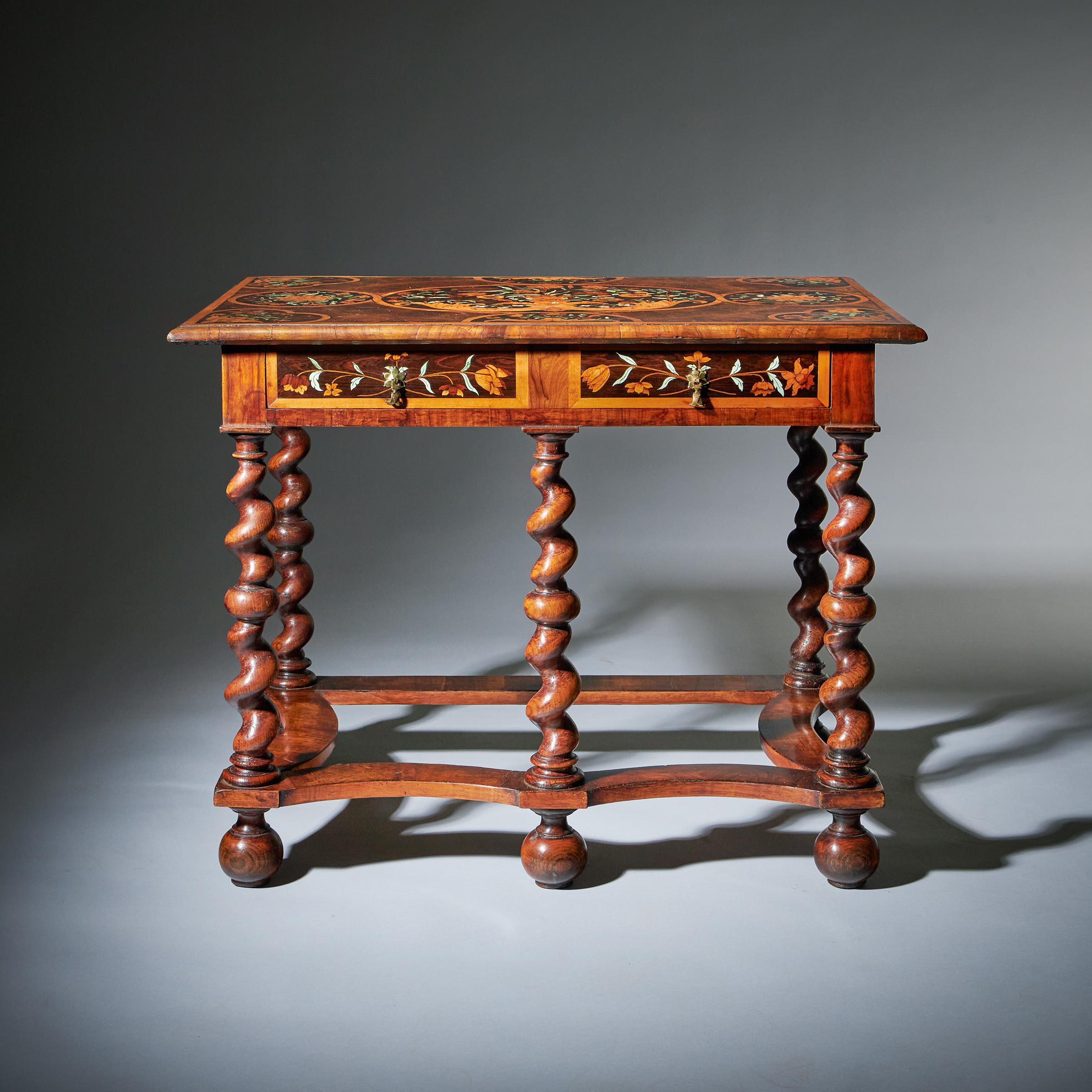 Highly Important 17th Century Charles II Floral Marquetry table by Gerrit Jensen 6