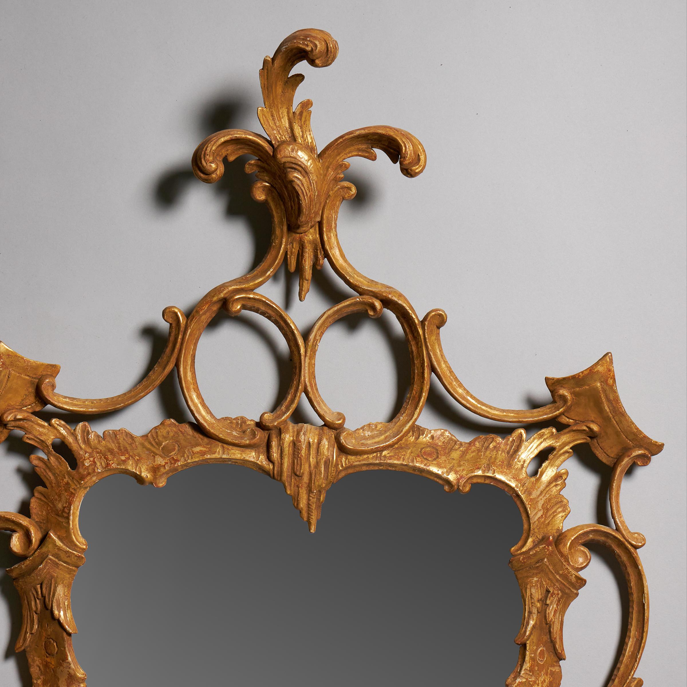 Rare Pair of George III 18th Century Rocco Giltwood Mirrors, circa 1760-1770 2