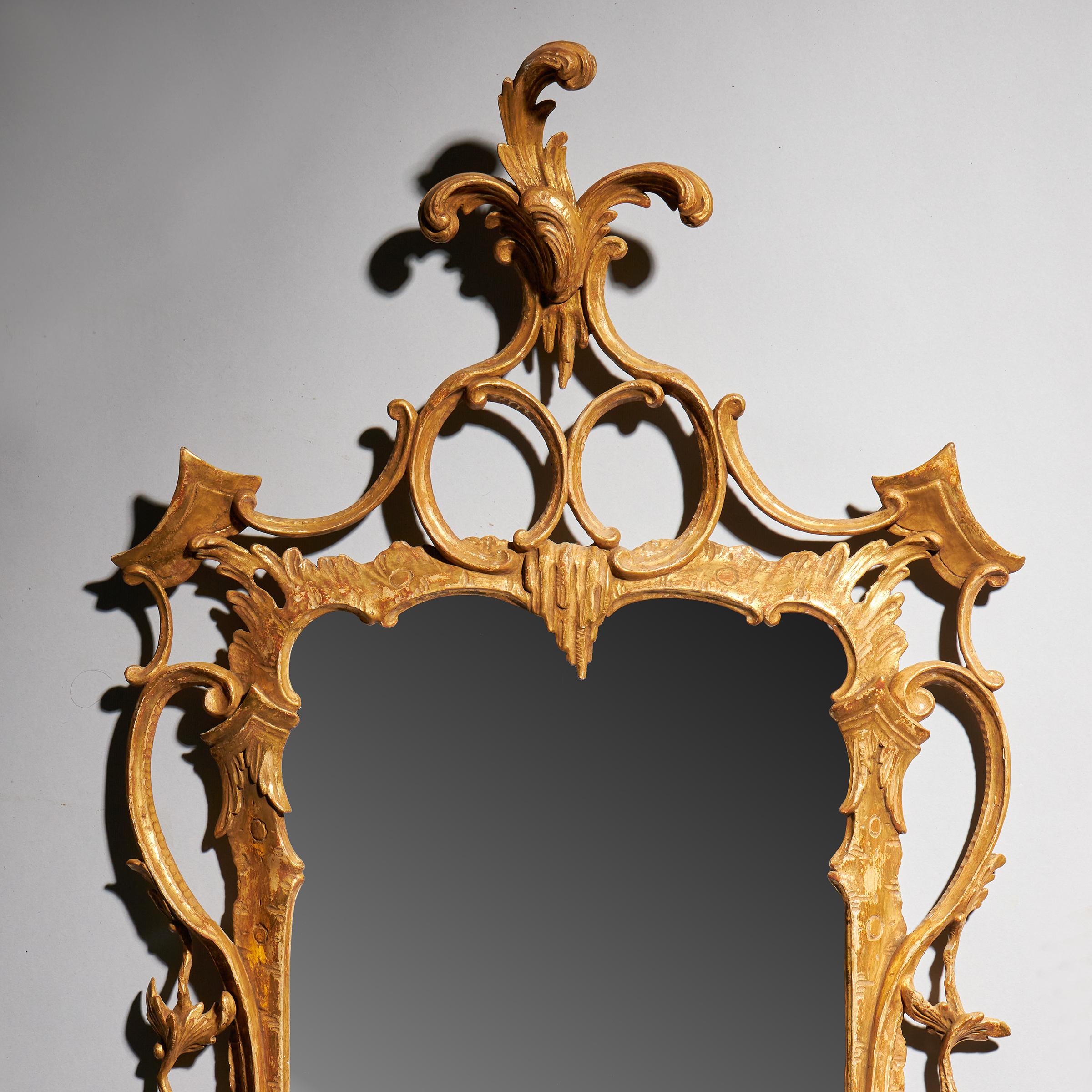 Rare Pair of George III 18th Century Rocco Giltwood Mirrors, circa 1760-1770 3