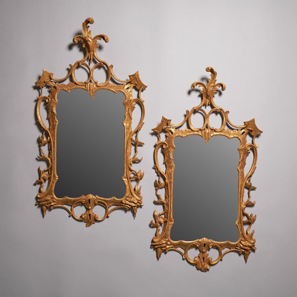 Rare Pair of George III 18th Century Rocco Giltwood Mirrors, circa 1760-1770 1